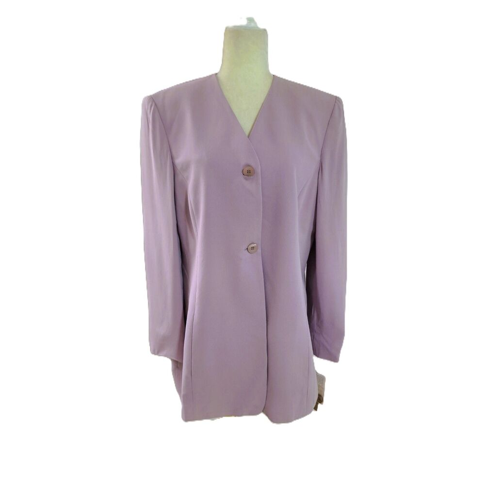 Jones New York Women's Silk Blazer Jacket 2 Button Vintage Lilac Sz 16